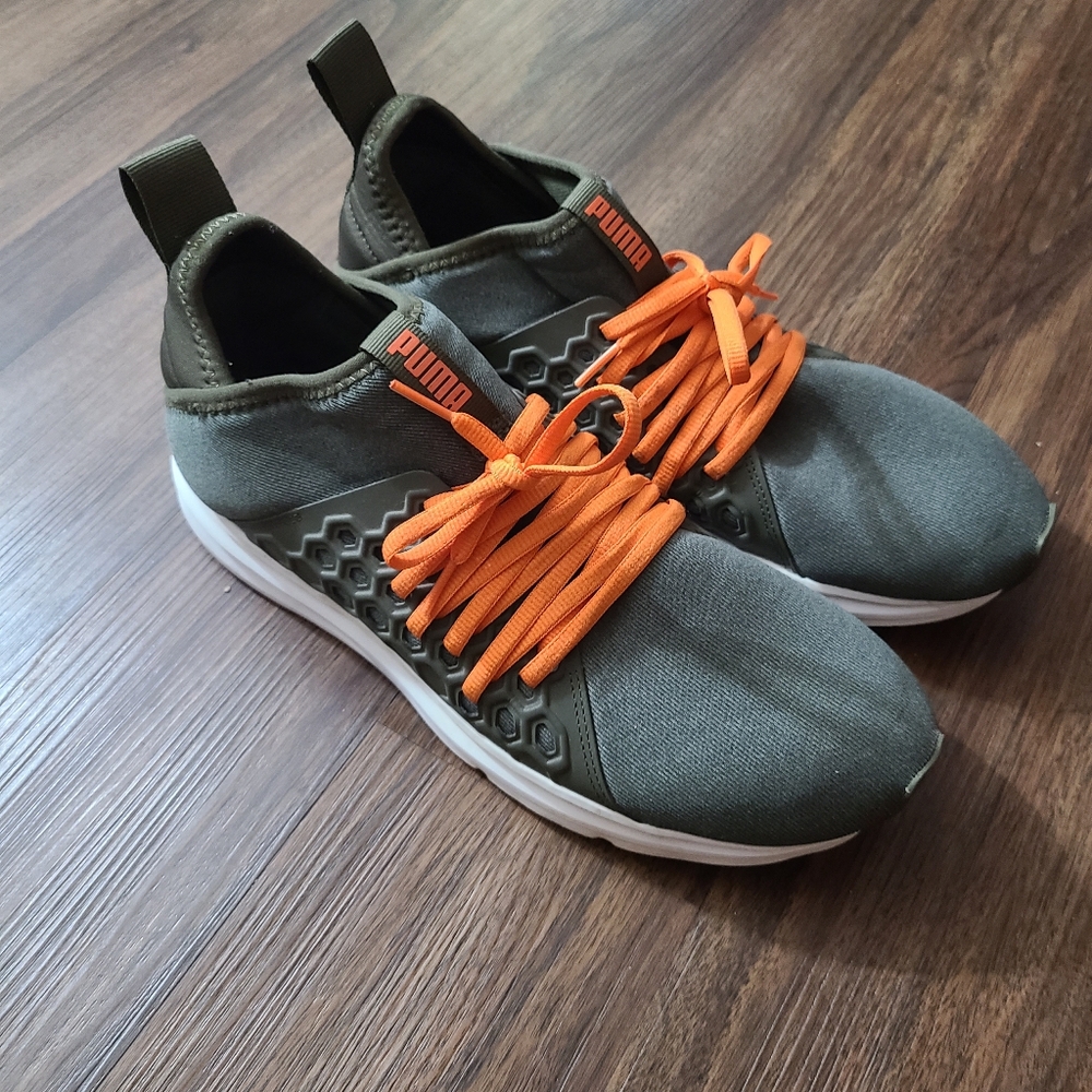 Puma Men's Gray and Orange Athletic Shoes